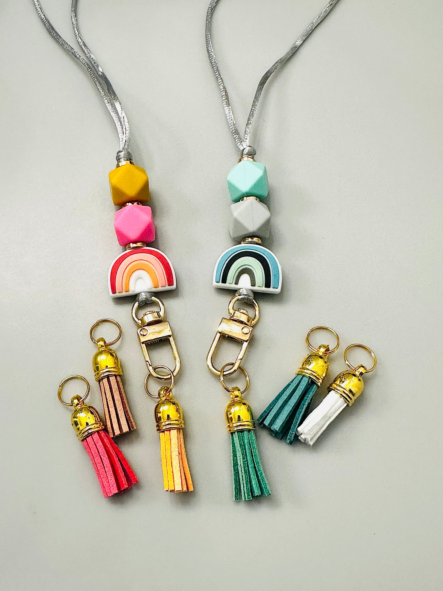 Rainbow Beaded Teacher Lanyard