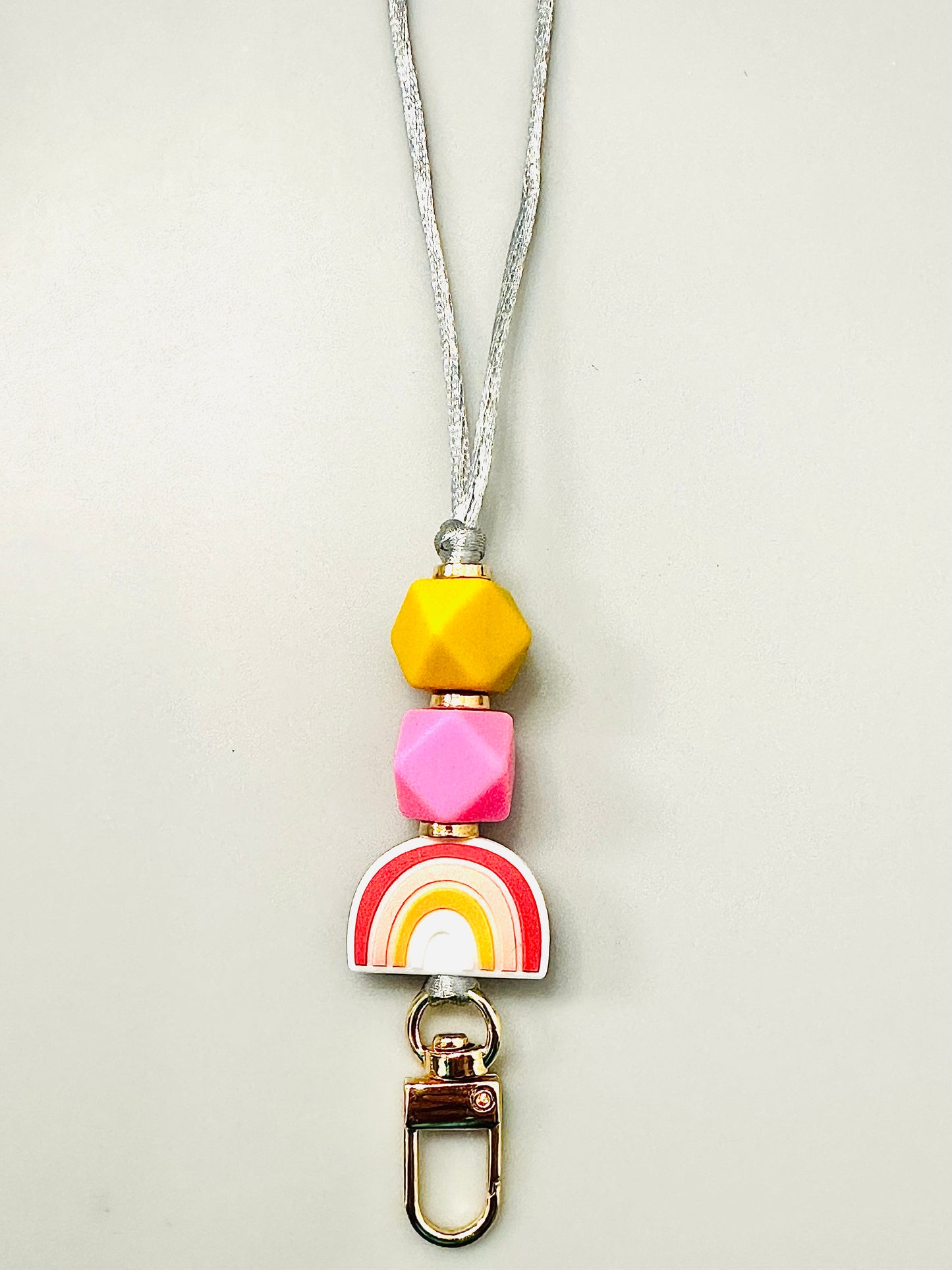 Rainbow Beaded Teacher Lanyard