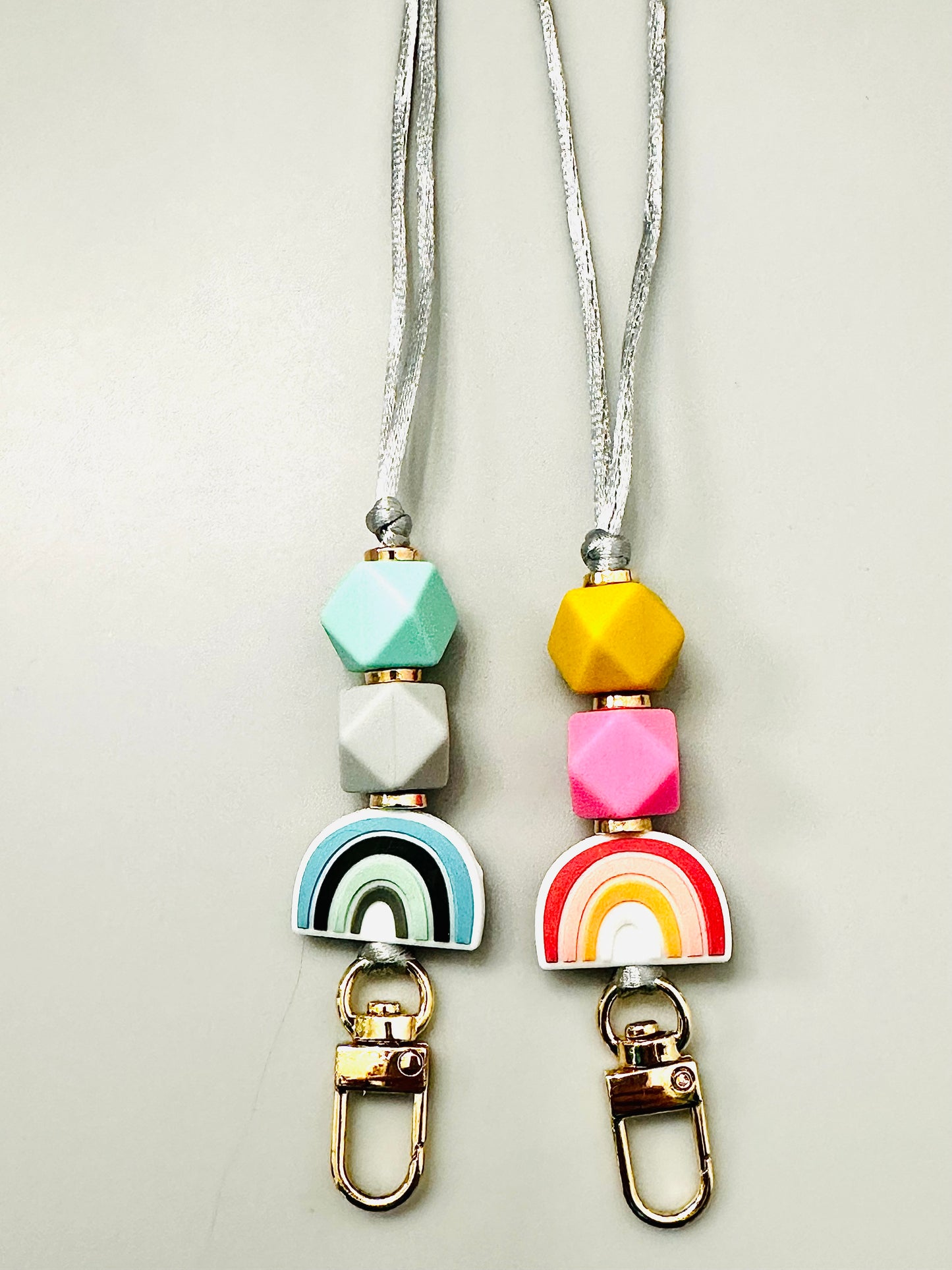 Rainbow Beaded Teacher Lanyard