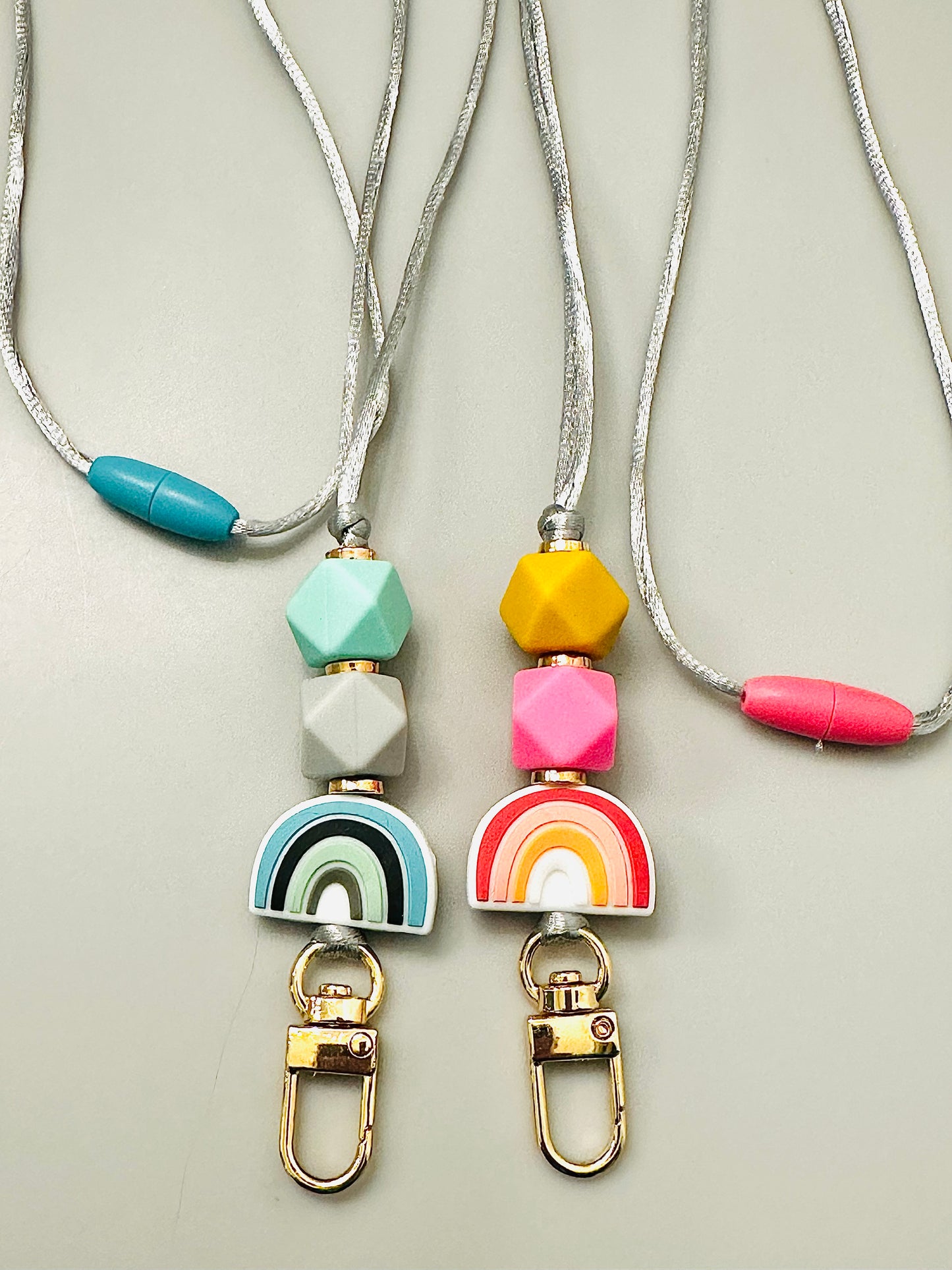 Rainbow Beaded Teacher Lanyard