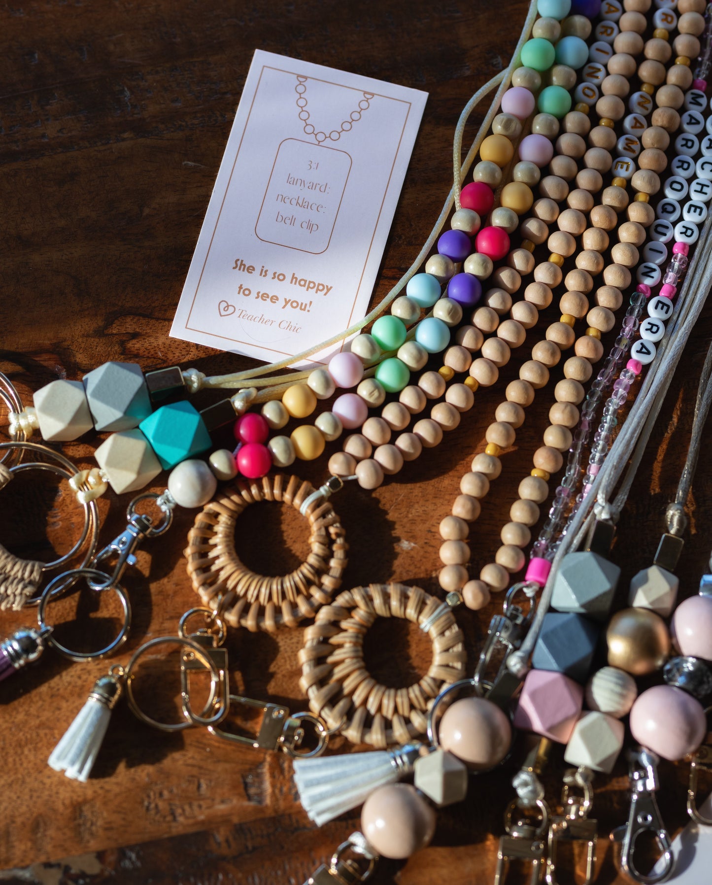 Wood Beaded Teacher Lanyard