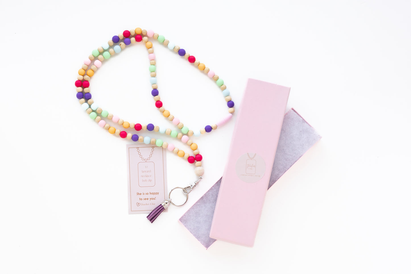 Mrs. Nelson's Rainbow Beaded Lanyard