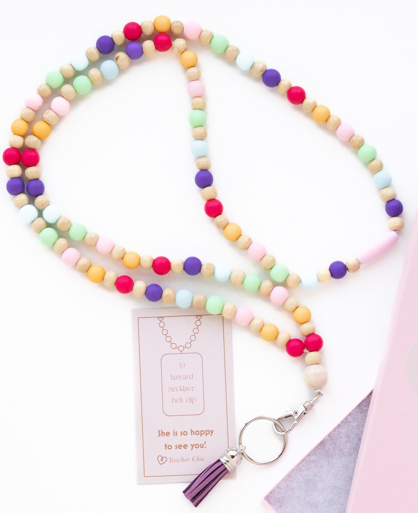 Mrs. Nelson's Rainbow Beaded Lanyard